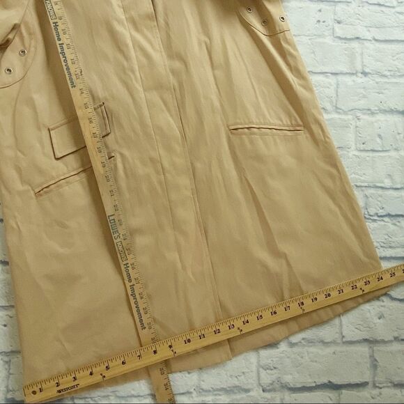 Michael Michael Kors Women’s Tan Full Button Trench Coat Size Large/XL Petite - Picture 10 of 15